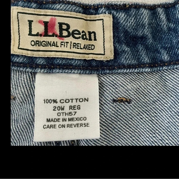 Vintage L.L.Bean Jeans Mens 20W Blue original fit relaxed Denim 100% Cotton - Picture 2 of 4